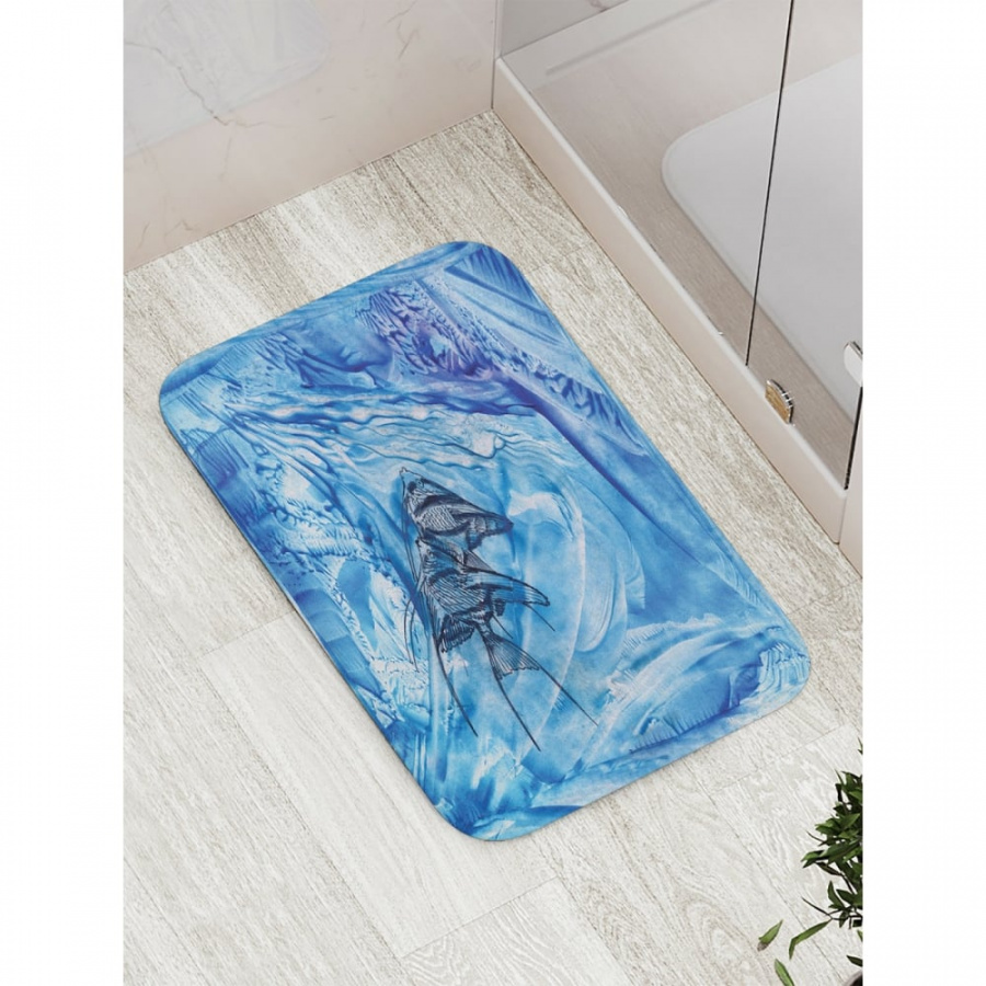 Противоскользящий коврик для ванной, сауны, бассейна JOYARTY Морозные рыбы