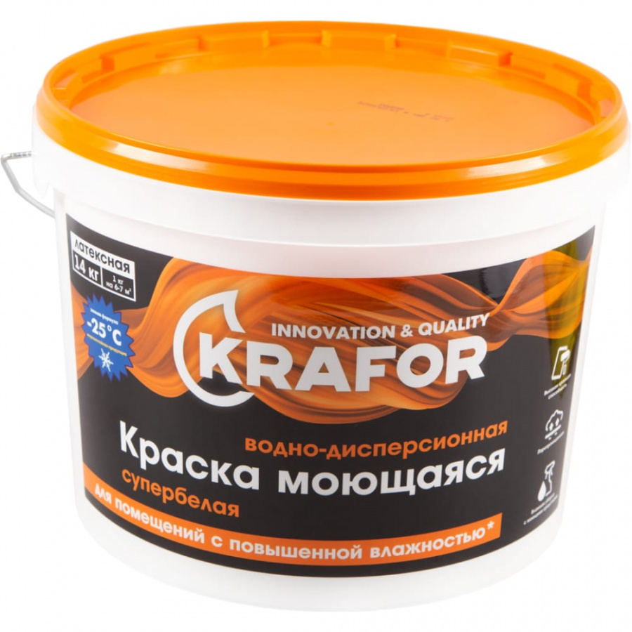 Моющаяся интерьерная латексная краска KRAFOR 26958