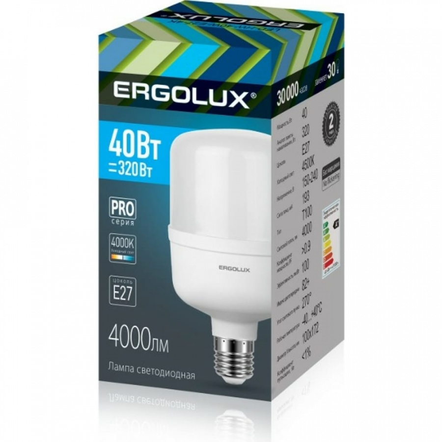Светодиодная лампа Ergolux LED-HW-40W-E27-4K серия PRO