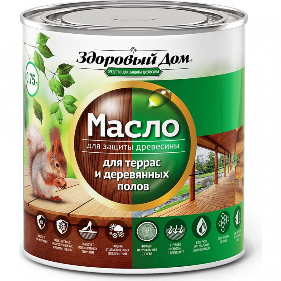 Масло для террас и деревянных полов Здоровый дом Лк-00009555
