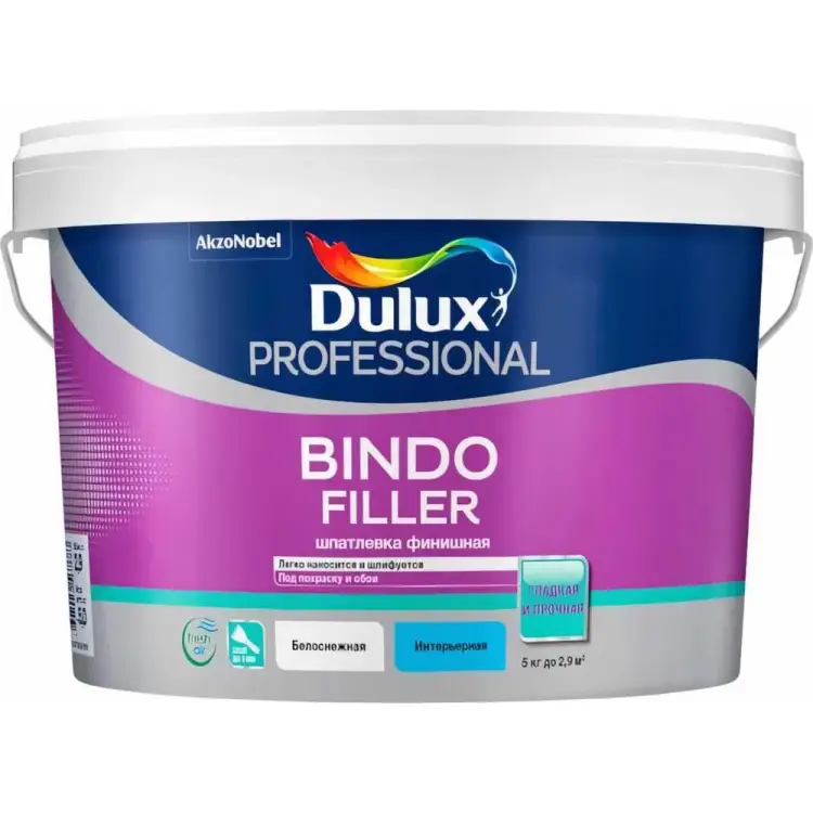 Финишная колеруемая безусадочная шпаклевка под покраску и обои Dulux BINDO FILLER 5319758 Финишная колеруемая безусадочная шпаклевка под покраску и обои Dulux BINDO FILLER 5319758