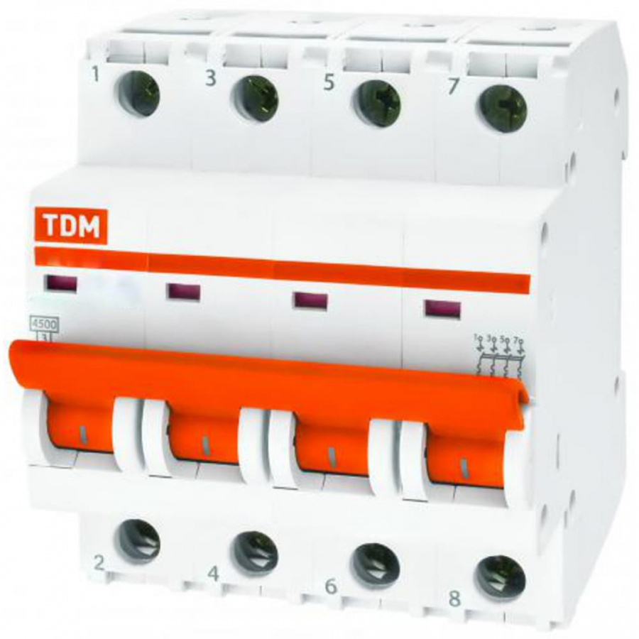 Автомат TDM ВА47-29 4Р, 8 А, 4,5 кА, В