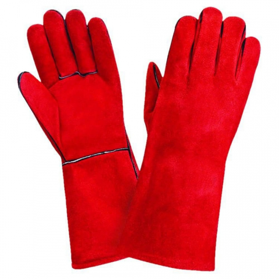 Спилковые пятипалые краги ATLASWELD ATLGLOVES RED