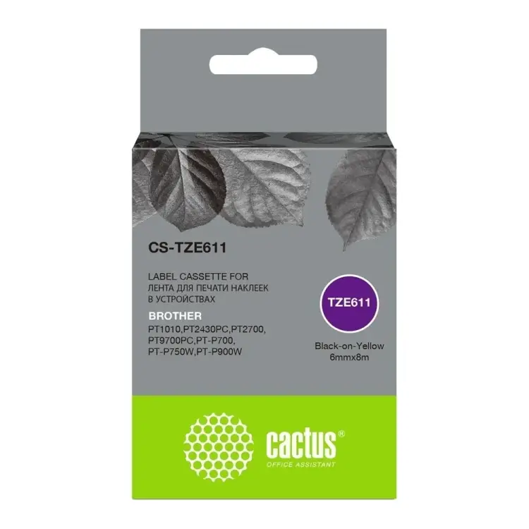 Ленточный картридж для brother 1010/1280/1280vp/2700vp Cactus tze-611 CS-TZE611