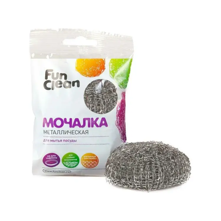 Металлическая оцинкованная плетеная мочалка для посуды Fun Clean 6531