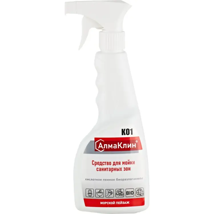 Кислотное моющее средство для санузлов ООО "БАЗОВАЯ ДЕЗИНФЕКЦИЯ" АлмаКлин K01 K01-М/П-0,5Л