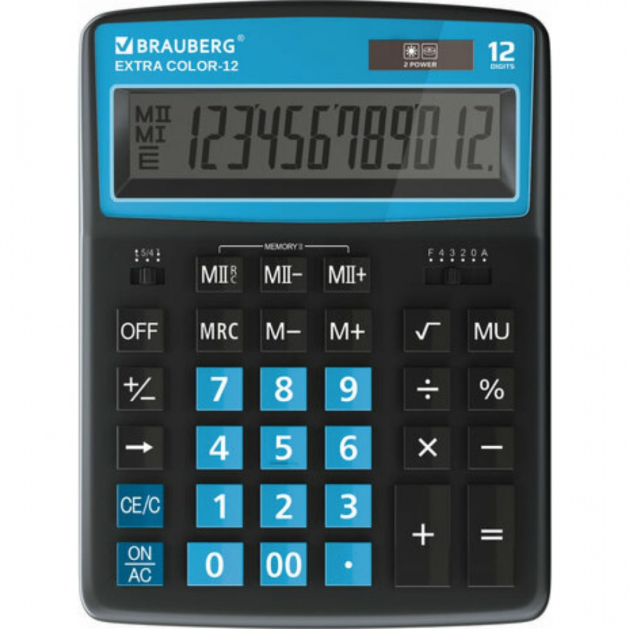 Настольный калькулятор BRAUBERG EXTRA COLOR-12-BKBU