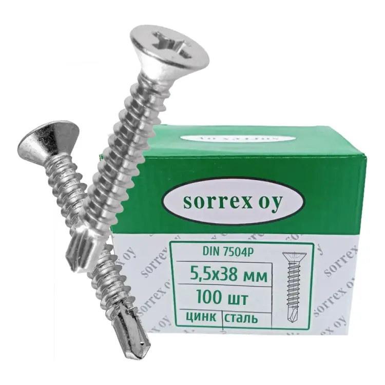 Саморез SORREX 5.5х38 DIN7504P 100 шт. 7504P,-1-055-038 100