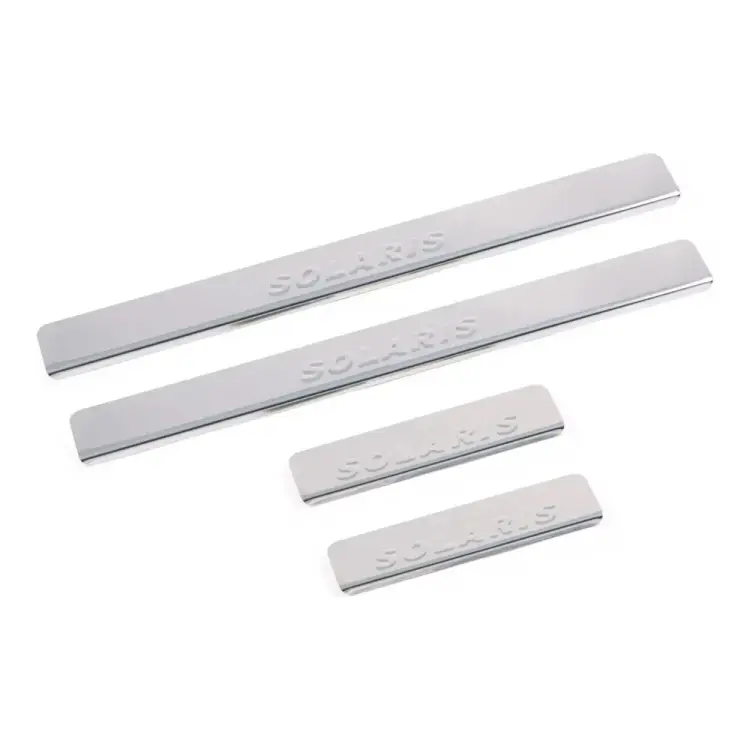 Накладки внутренних порогов Dollex HYUNDAI Solaris II 2017, дизайн Excellent, серебро-хром NPS-072EXS