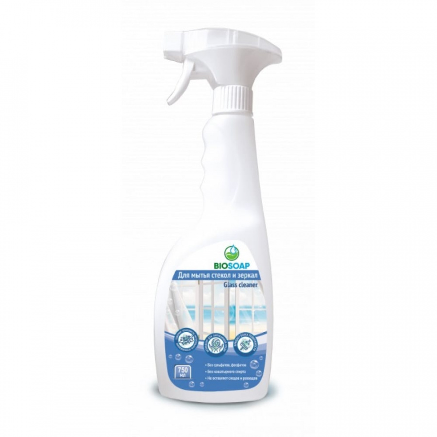 Средство для мытья стекол и зеркал BIOSOAP Glass cleaner