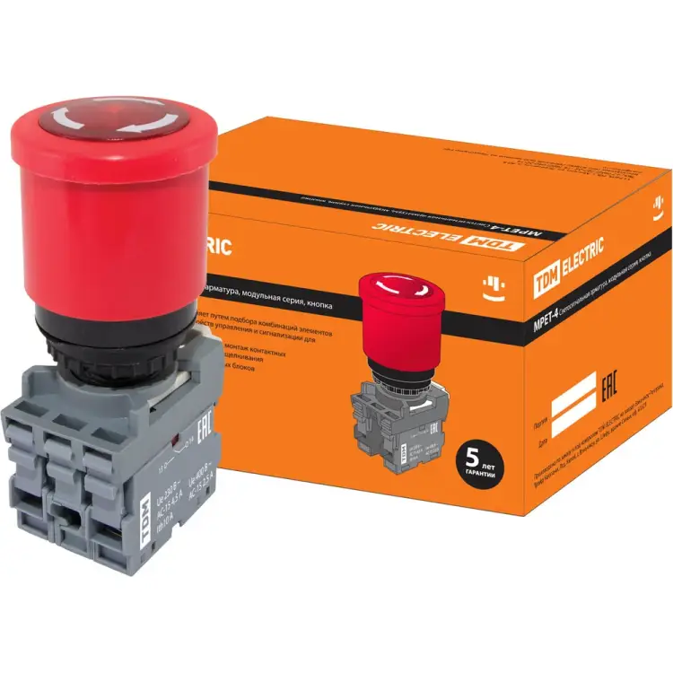 Грибовидная кнопка TDM ELECTRIC MPET4-10R SQ0747-0030