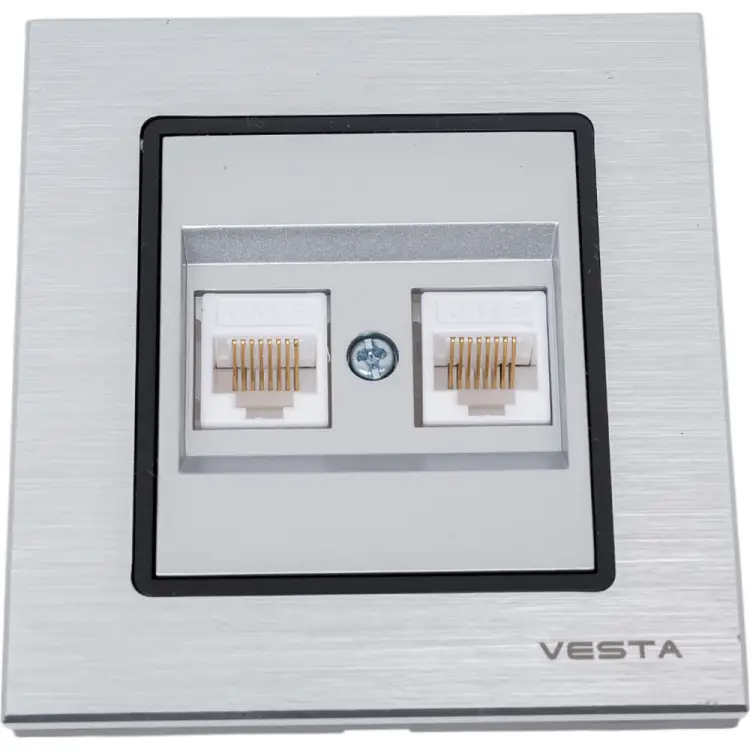 Двойная розетка для сетевого кабеля Vesta Electric Exclusive Silver Metallic FRZ00041019SER