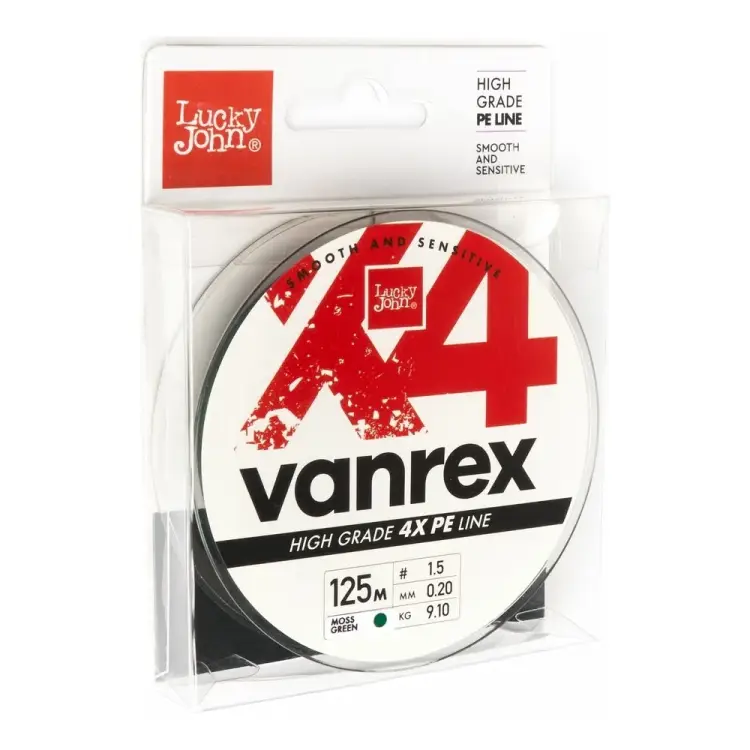 Плетеная леска Lucky John Vanrex х4 BRAID Moss Green 125/020 LJ4114-020