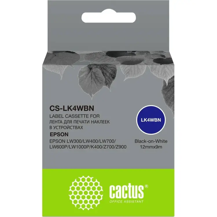 Ленточный картридж для Epson LW300/LW400/LW700/LW600P/LW1000P/K400/Z700/Z900 Cactus CS-LK4WBN 1910272