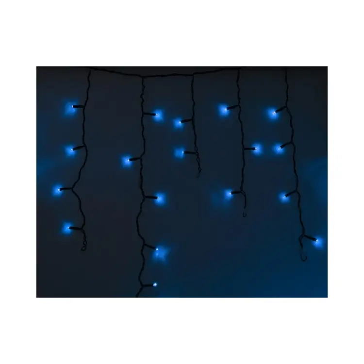 Гирлянда Neon-Night АЙСИКЛ бахрома, 4,8х0,6 м, черный ПВХ, 176LED синие 255-133