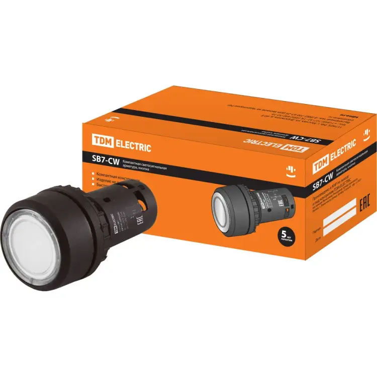 Кнопка TDM ELECTRIC SB7-CW3161-220V LED SQ0746-0023