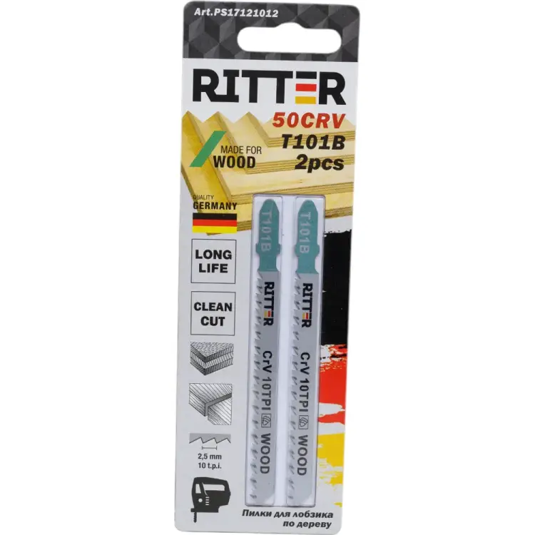 Пилки для лобзиков по дереву RITTER Eco Т101B PS17121012