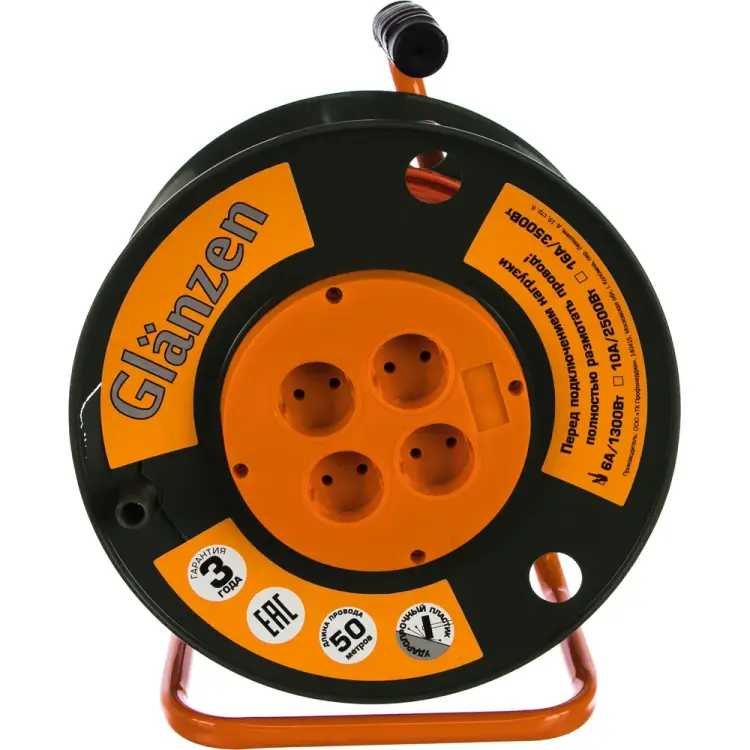 Силовой удлинитель на катушке GLANZEN EB-50-001 00012288