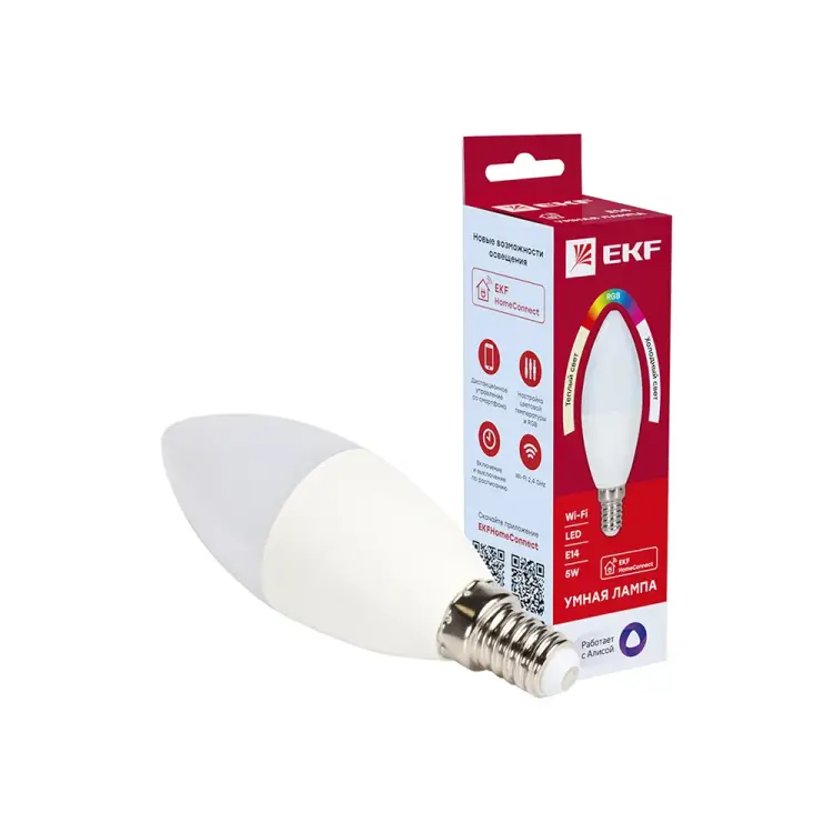 Умная лампа EKF Connect slwf-e14-rgbw