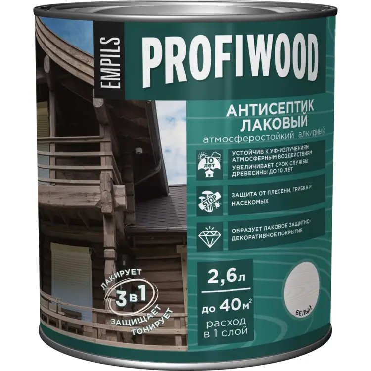 Лаковый тонирующий атмосферостойкий алкидный антисептик Profiwood 67011