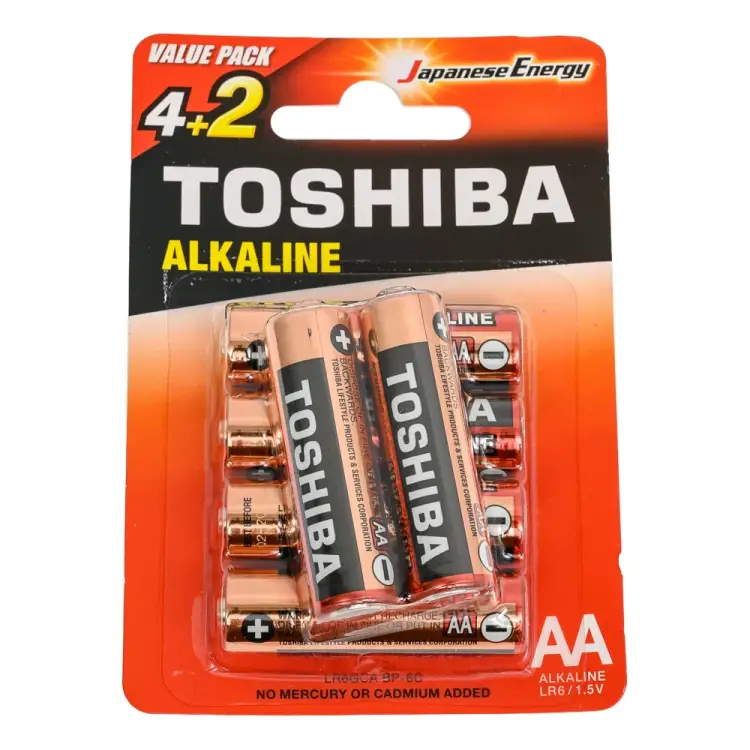 Алкалиновый элемент питания Toshiba LR6 RED 6/card 3455