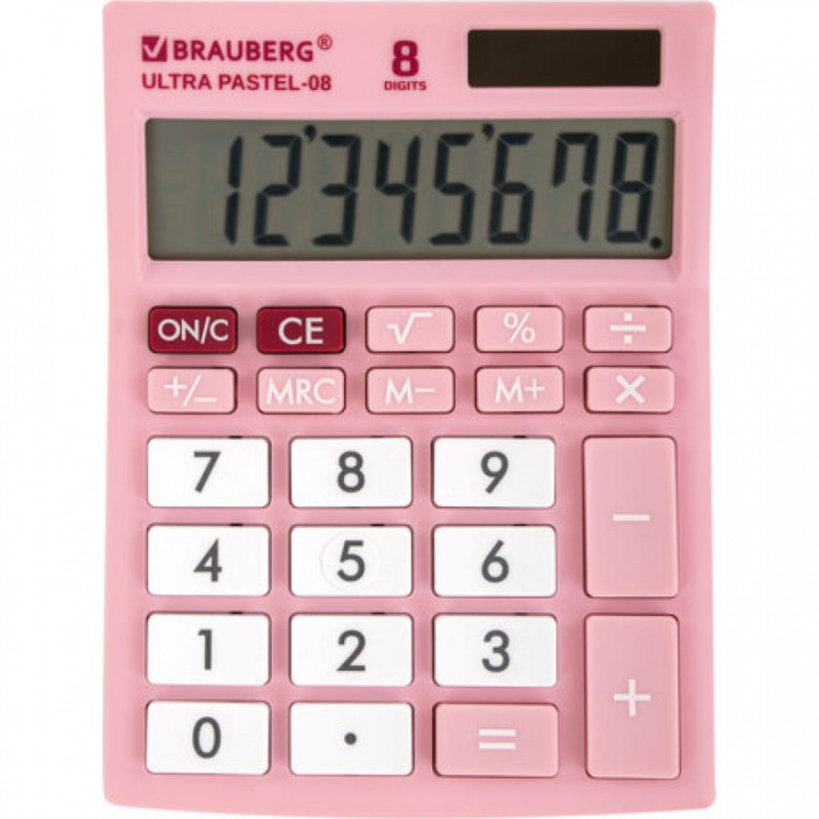 Настольный компактный калькулятор BRAUBERG ULTRA PASTEL-08-PK