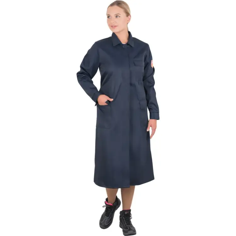 Женский кислотостойкий халат ГК Спецобъединение темно-синий Хал 009/104/170 Женский кислотостойкий халат ГК Спецобъединение темно-синий Хал 009/104/170