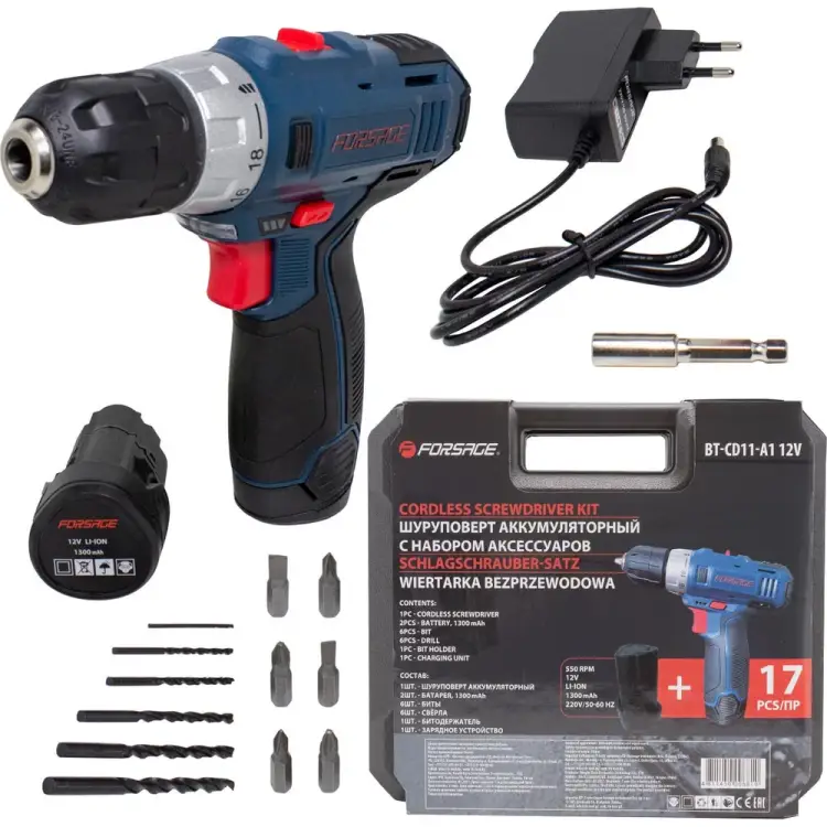 Аккумуляторная дрель-шуруповерт Forsage BT-CD11-A1 50517 Аккумуляторная дрель-шуруповерт Forsage BT-CD11-A1 50517