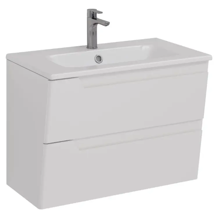 Тумба Lemark MIANO 80 см под 1 раковину, подвесная, 2 ящика, цвет корпуса, фасада: Белый глянец LM06M80T Тумба Lemark MIANO 80 см под 1 раковину, подвесная, 2 ящика, цвет корпуса, фасада: Белый глянец LM06M80T