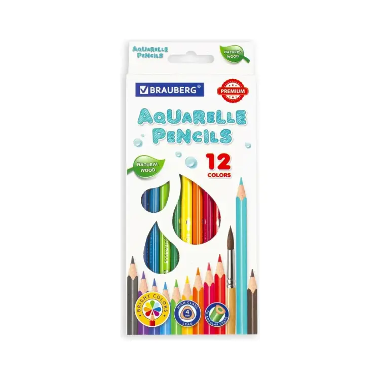 Акварельные цветные карандаши BRAUBERG PREMIUM AQUARELLE 181671