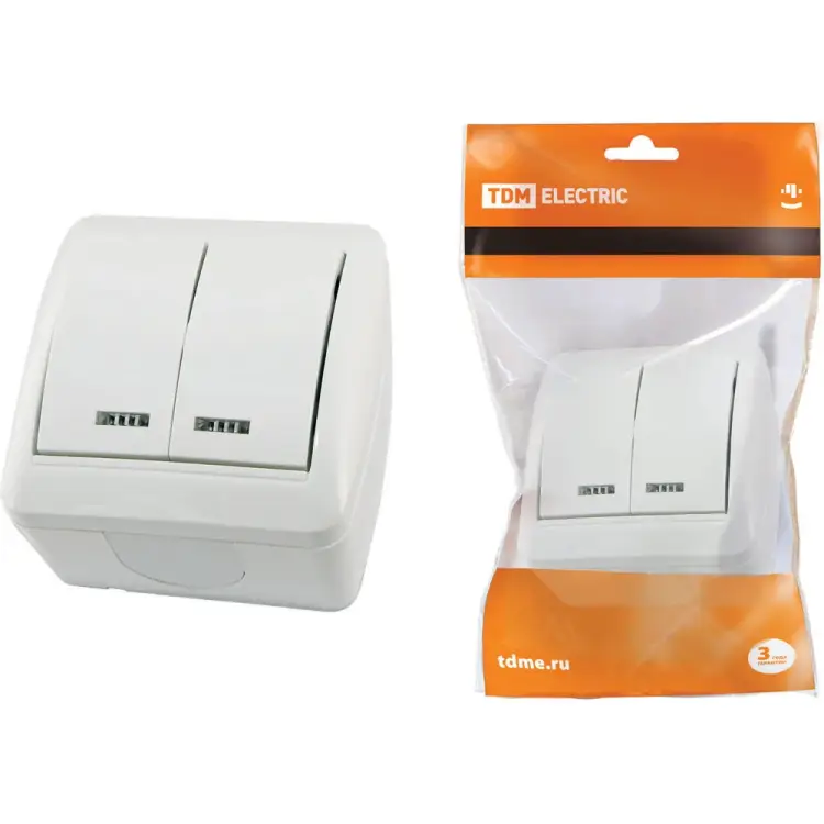 Двухклавишный выключатель TDM ELECTRIC Селигер SQ1818-0004