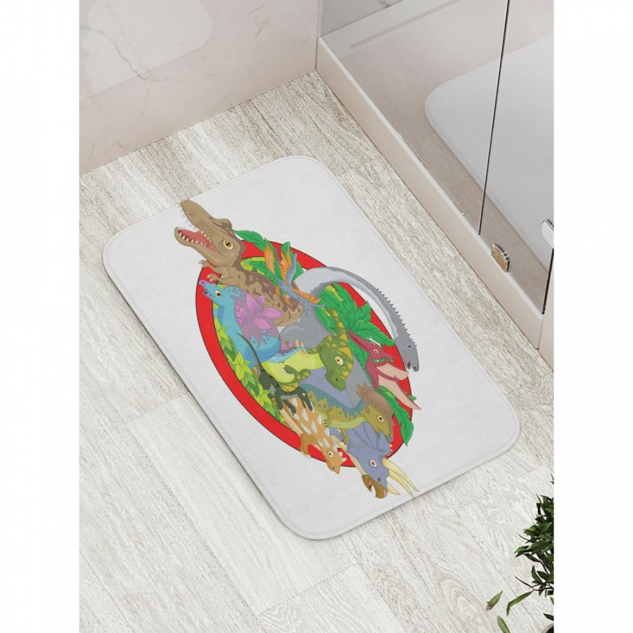 Противоскользящий коврик для ванной, сауны, бассейна JOYARTY Круг динозавров