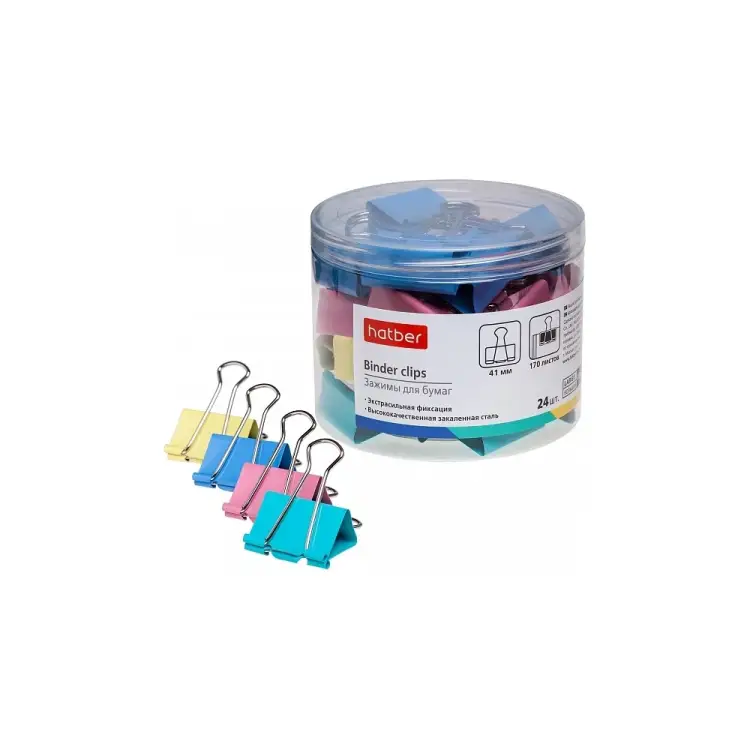 Зажимы для бумаг Hatber 059116
