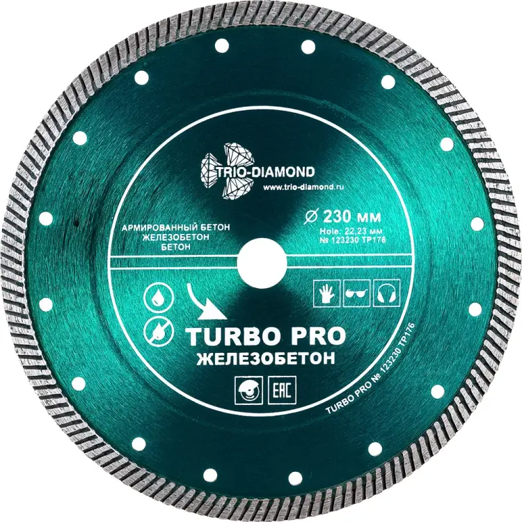 Отрезной алмазный диск TRIO-DIAMOND Турбо Железобетон TP176 Отрезной алмазный диск TRIO-DIAMOND Турбо Железобетон TP176