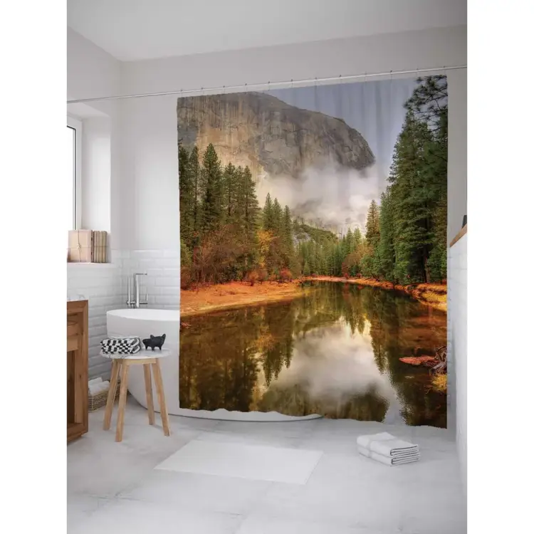 Шторка-занавеска для ванной JOYARTY Лесная дымка sc_19020