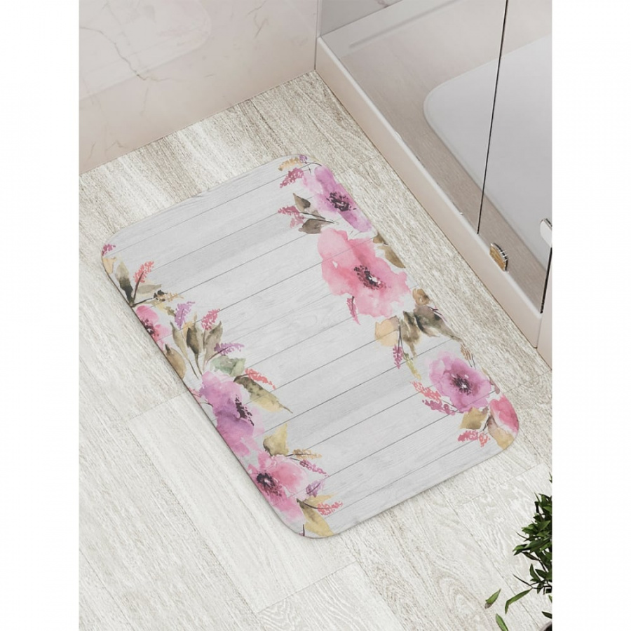 Противоскользящий коврик для ванной, сауны, бассейна JOYARTY Цветы по сторонам