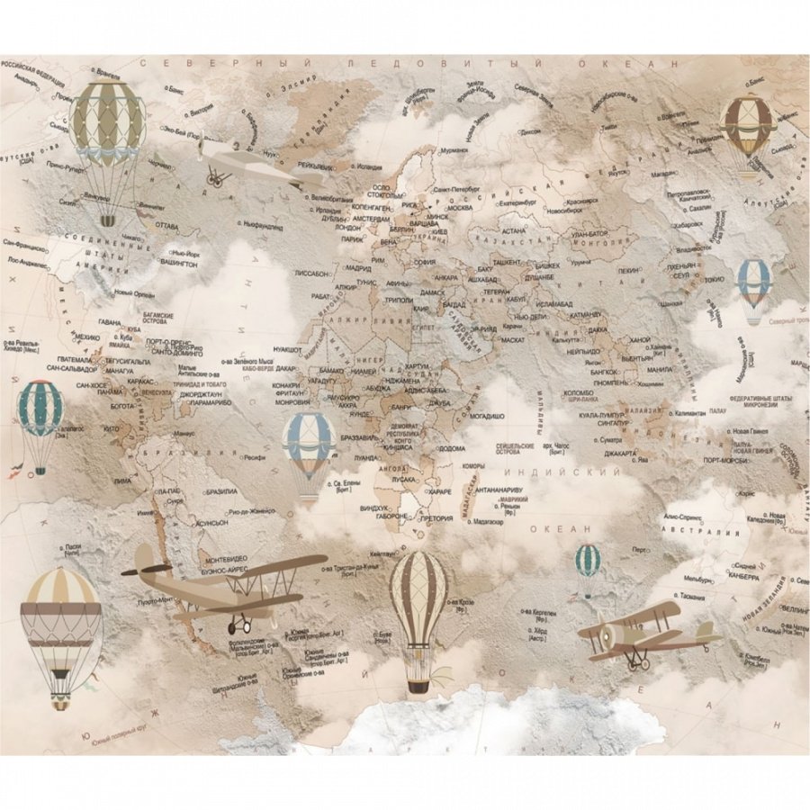 Фотообои Dekor Vinil Карта мира на коричневом фоне
