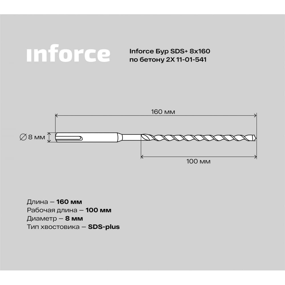 Бур sds-plus по бетону Inforce 11-01-541