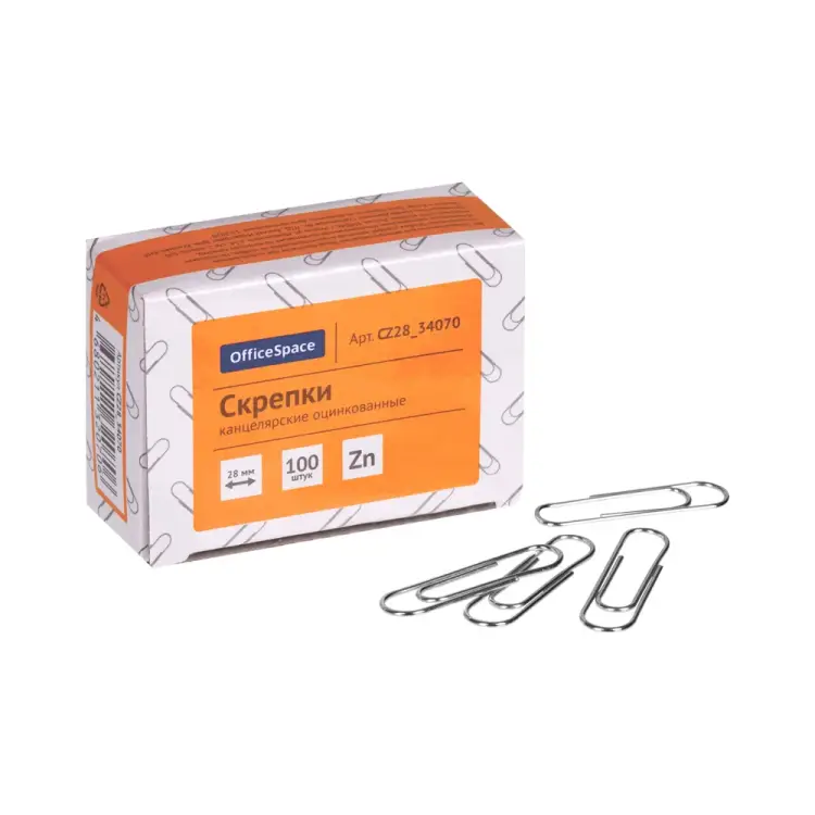 Оцинкованные скрепки OfficeSpace CZ28_34070