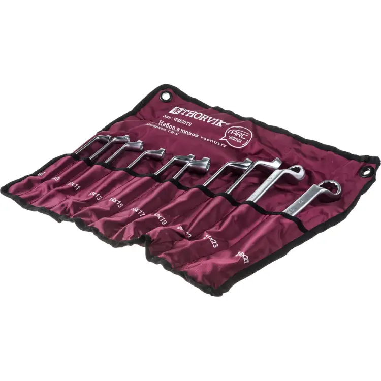 Набор гаечных накидных изогнутых ключей THORVIK W2S10TB ARC 52619