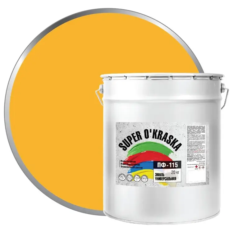 Эмаль super maler Желтый 20кг Лк-00005640