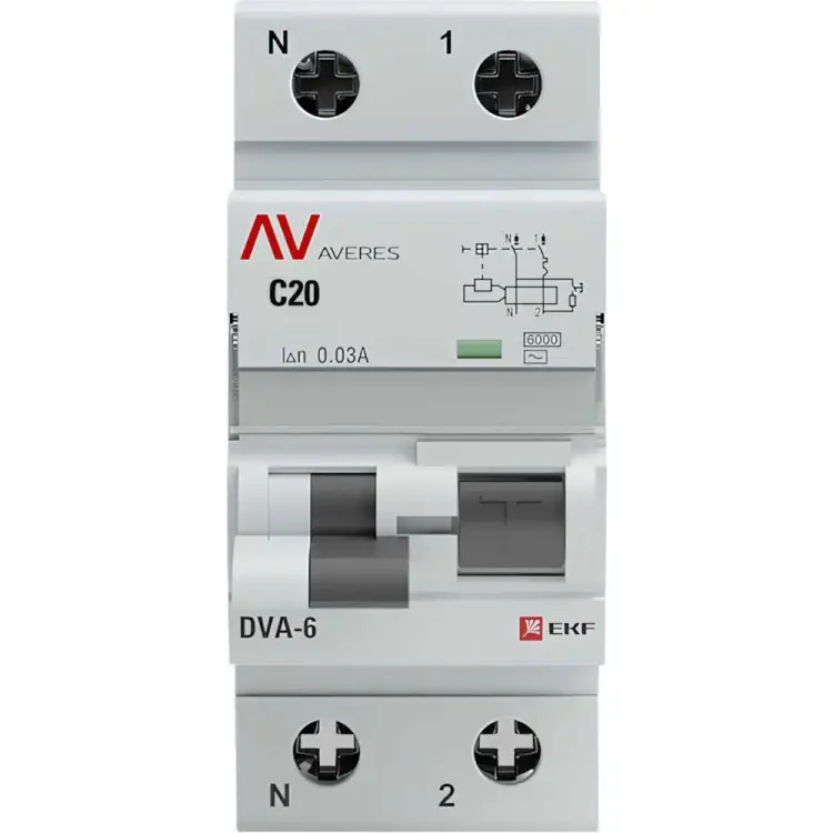 Дифференциальный автомат EKF DVA-6 AVERES rcbo6-1pn-20C-30-ac-av