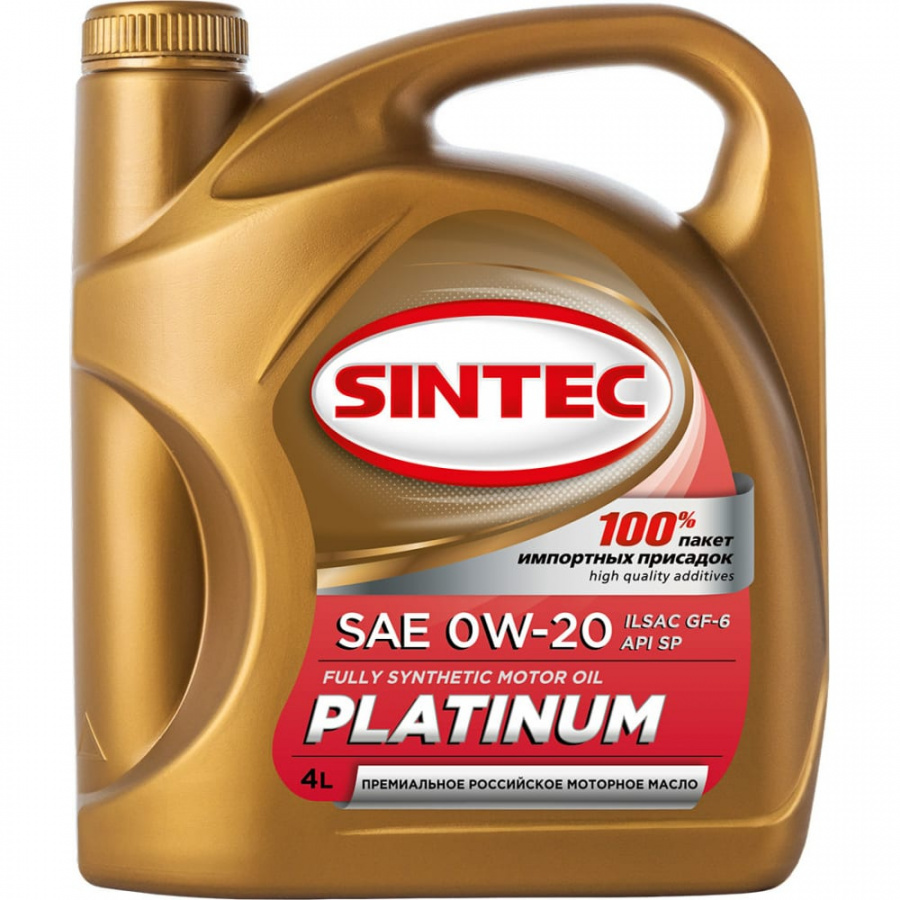 Моторное синтетическое масло Sintec PLATINUM SAE 0W-20, API SP, ILSAC GF-6