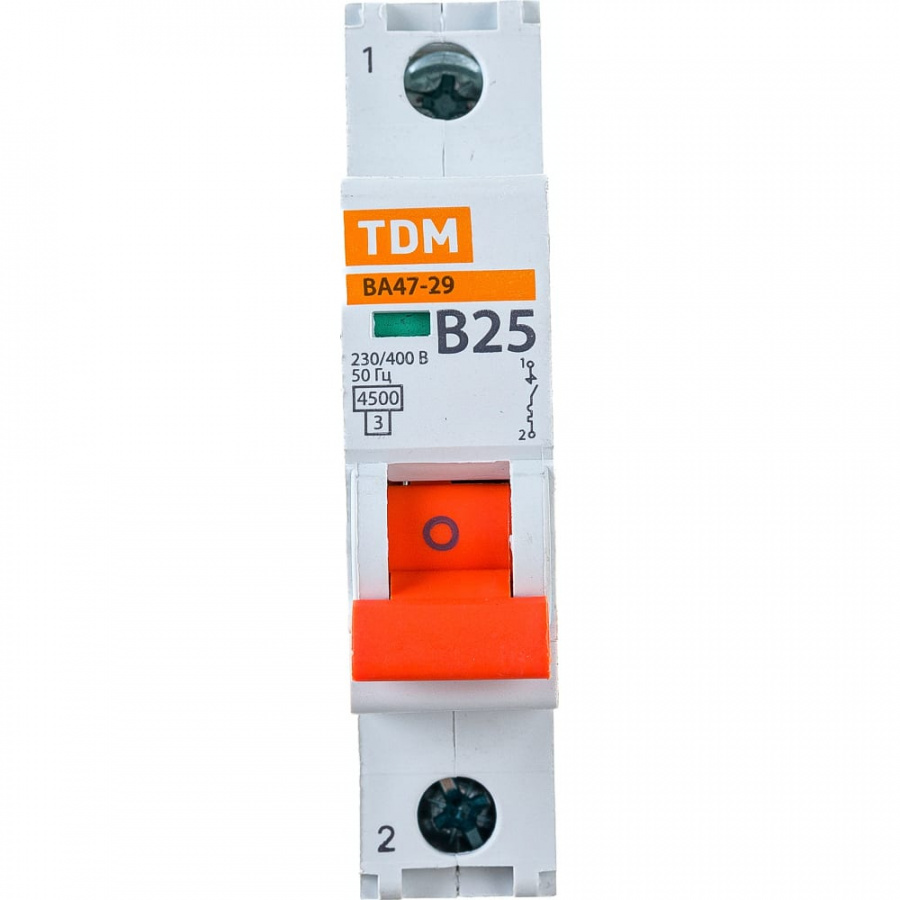 Автомат TDM ВА47-29 1Р, 25 А, 4,5 кА, В