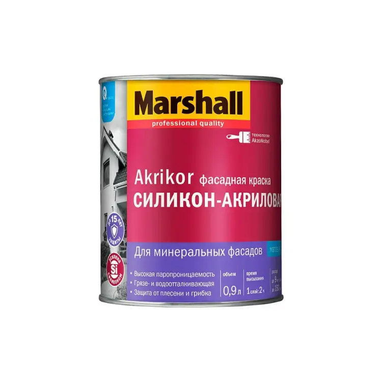 Фасадная силикон-акриловая краска MARSHALL AKRIKOR 5398704 Фасадная силикон-акриловая краска MARSHALL AKRIKOR 5398704