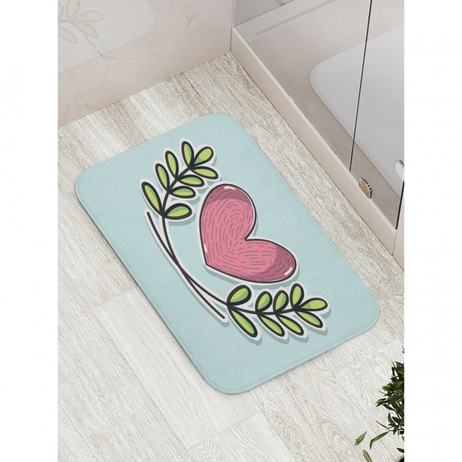 Противоскользящий коврик для ванной, сауны, бассейна JOYARTY Сердце с веточками