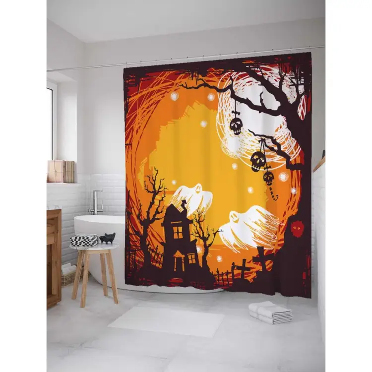 Шторка-занавеска для ванной JOYARTY Пугающая местность sc_6014