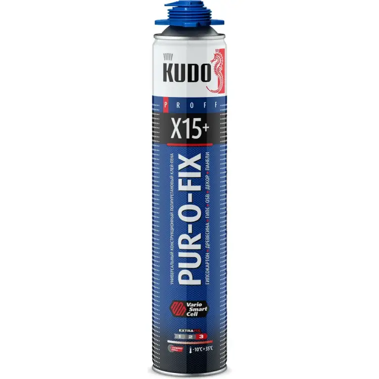 Универсальный профессиональный клей-пена KUDO PUR-O-FIX X15 EXTRA FIX KUPP10B15SU Универсальный профессиональный клей-пена KUDO PUR-O-FIX X15 EXTRA FIX KUPP10B15SU