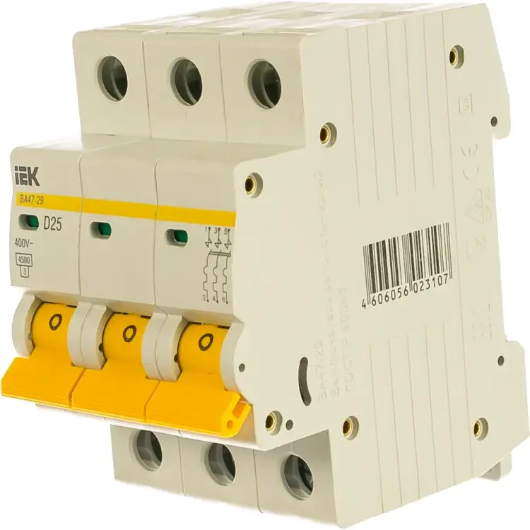 Автомат IEK ВА47-29 3п, D, 25А, 4.5кА MVA20-3-025-D