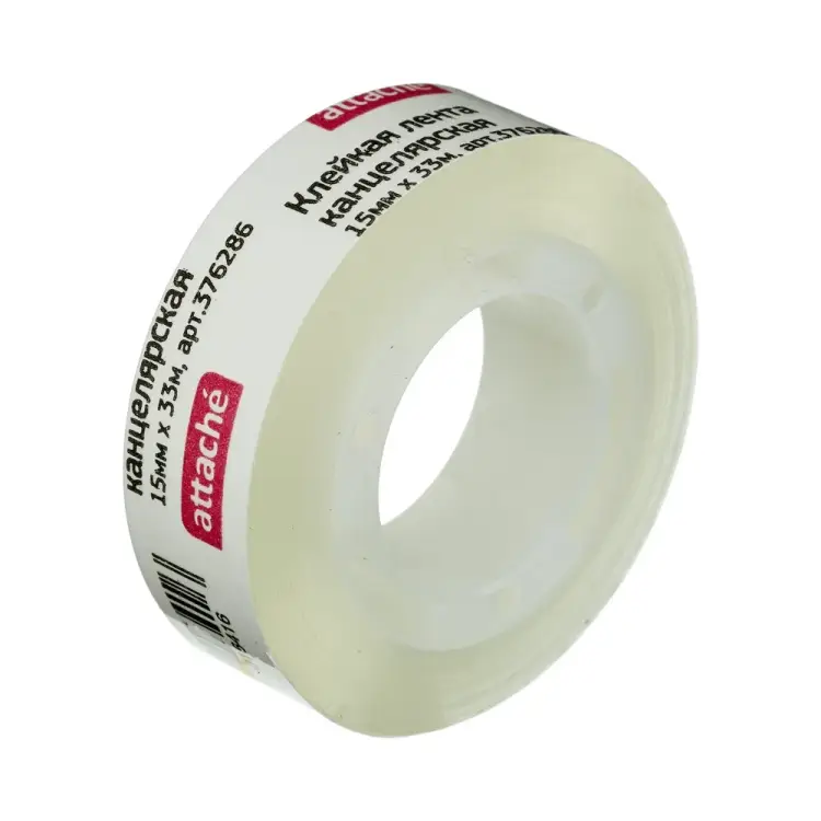 Канцелярская клейкая лента Attache 15 мм х 33 м, пластиковая втулка 376286